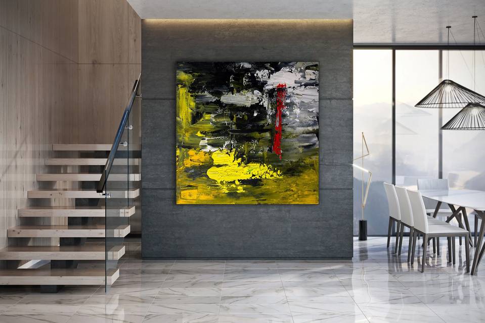 Red Yellow Black Office Abstract Canvas Wall Art K65VW wall art